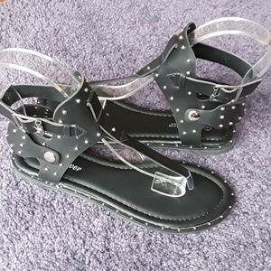 Black Studded Sandals